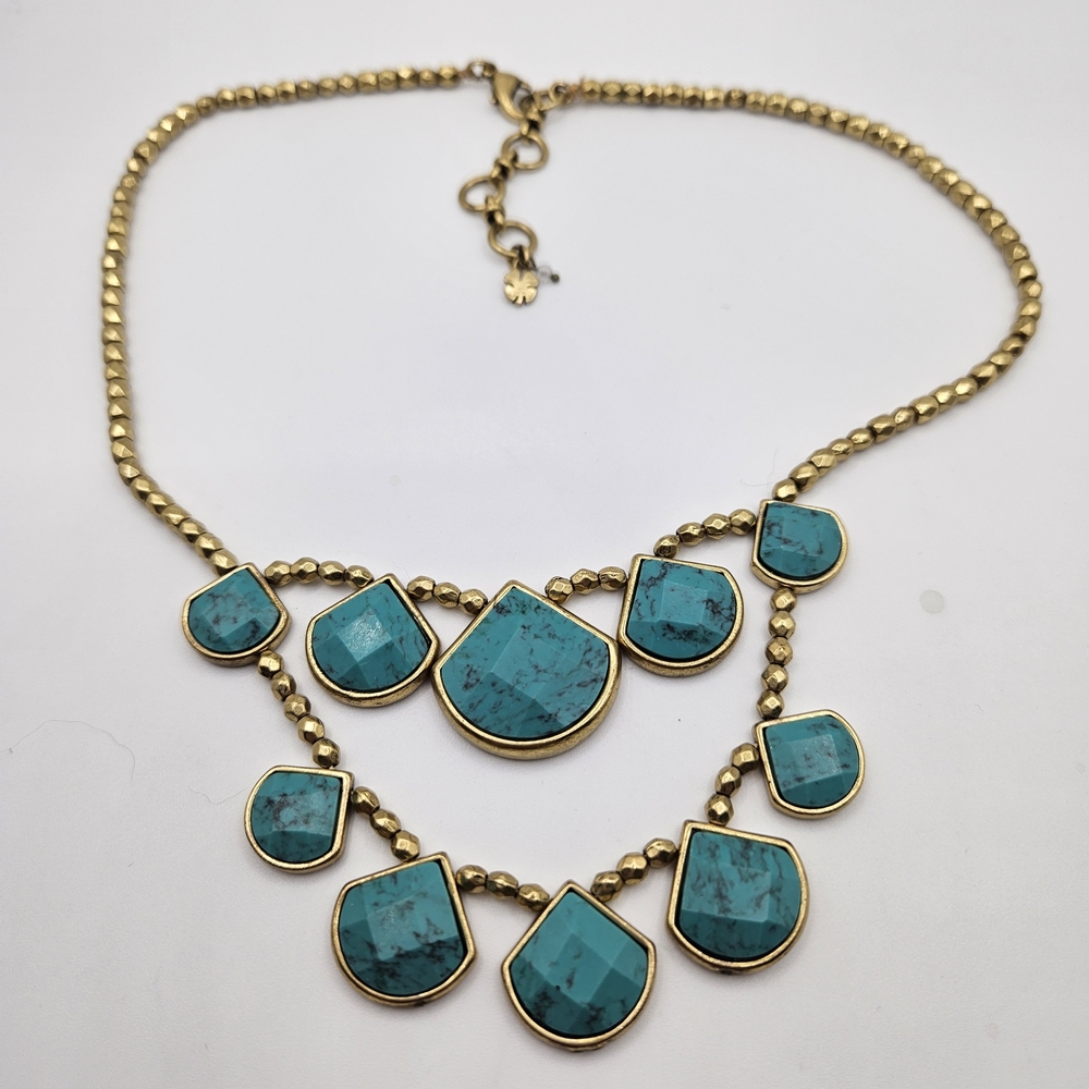 Lucky Brand Gold and Turquoise Statement Necklace Boho